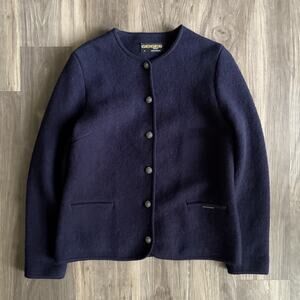 Vintage Geiger Austria Wool Cardigan Sweater Jacket Women's Size 44 Navy Blue